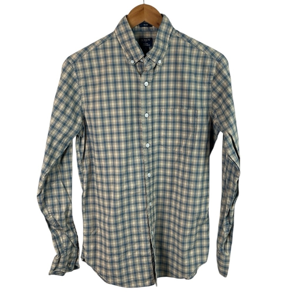BF184 Men’s J. Crew Flex Washed Plaid SLIM Fit Casual Button Shirt S